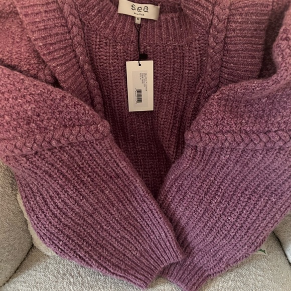 Sea New York Giada Braided Sweater in Purple Wool - Picture 3 of 5